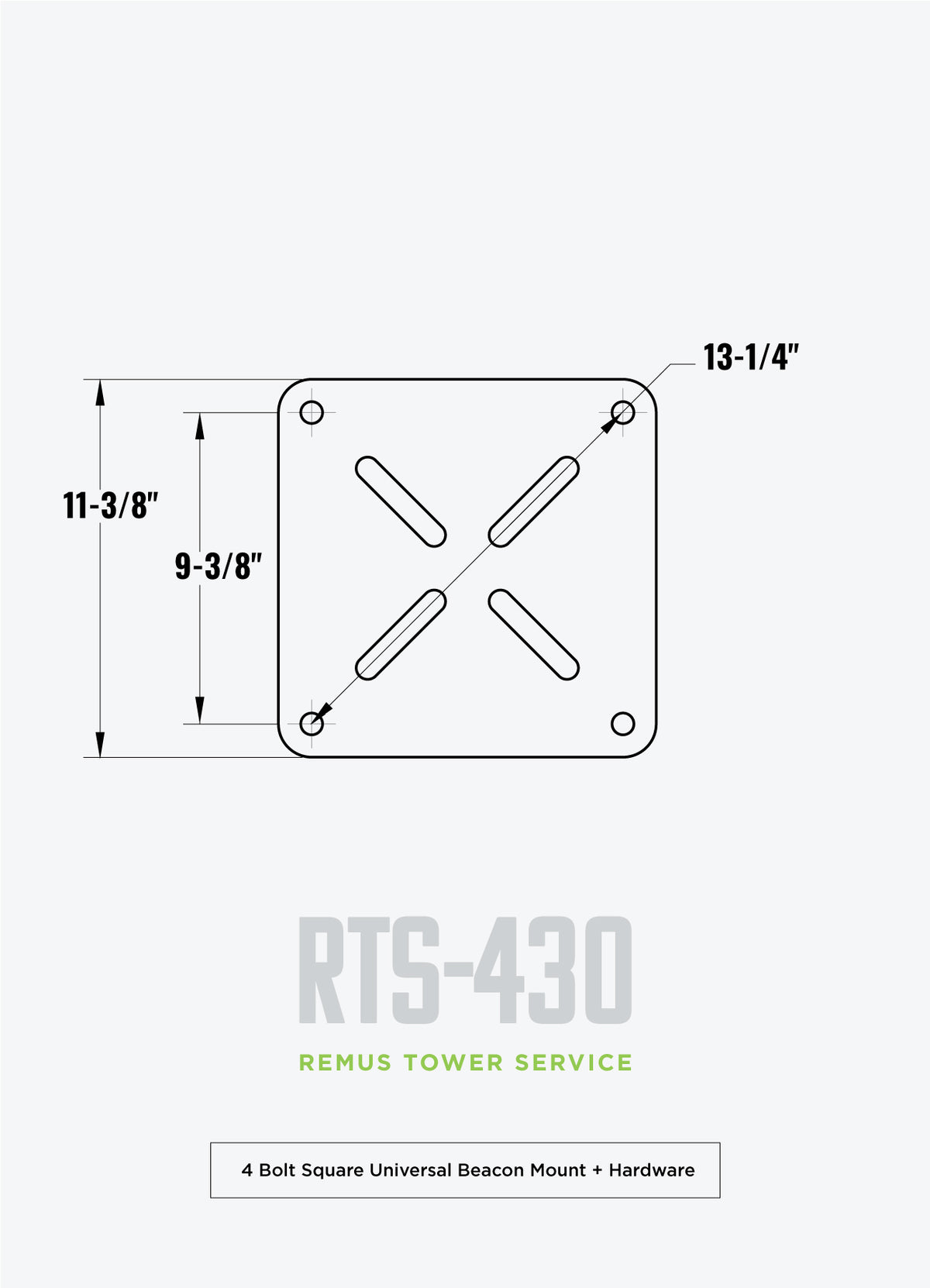 4 Bolt Square Universal Beacon Mount + Hardware