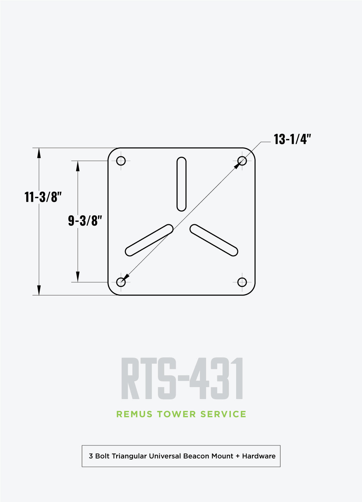 3 Bolt Triangular Universal Beacon Mount + Hardware