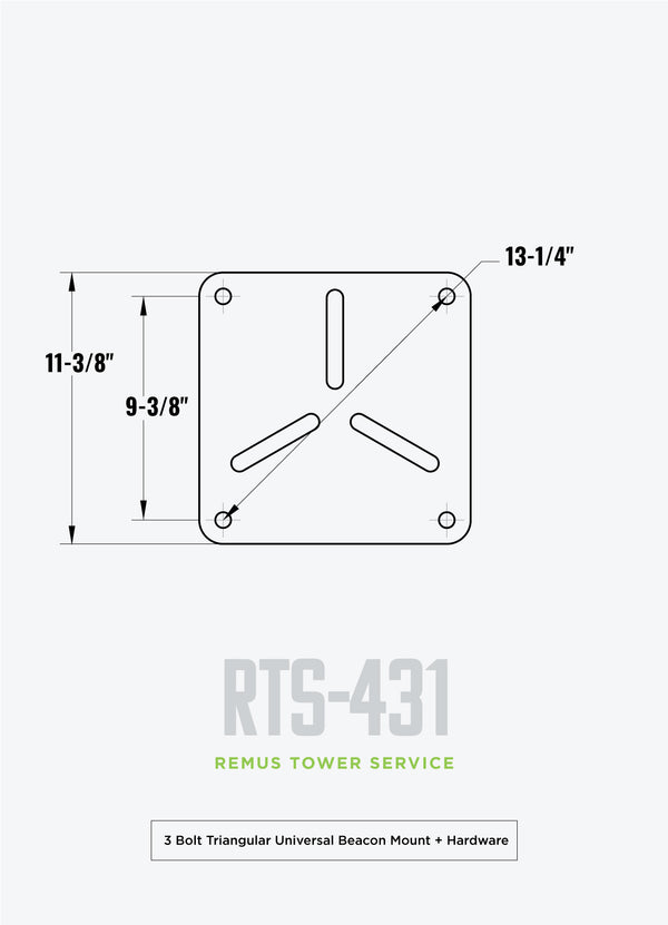 3 Bolt Triangular Universal Beacon Mount + Hardware - Remus Tower Service