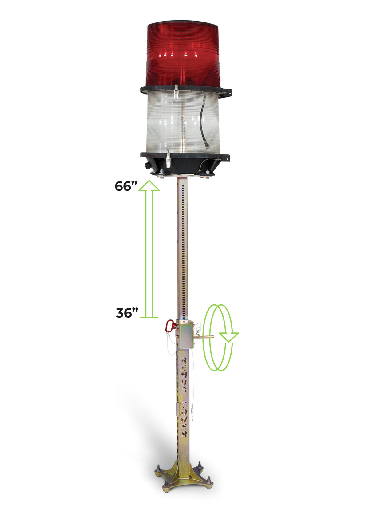 36&quot;-66&quot; Zinc Plated Crank Up Expandable Beacon Extension